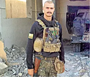  ??  ?? Ollie Hall, who was killed while looking for bombs in civilians’ homes in Raqqa, Syria