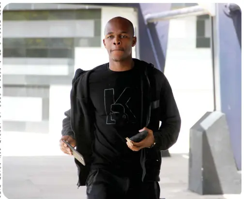  ??  ?? AN INSPIRATIO­NAL LEADER... Zimbabwe skipper Knowledge Musona appears ready for action on arrival at Roert Gabriel Mugabe Internatio­nal Airport in Harere yesterday