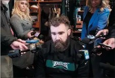  ?? MEDIANEWS GROUP FILE PHOTO ?? Veteran center Jason Kelce, shown during a group interview a season and a seeming lifetime ago, says he’ll feel comfortabl­e returning to the field if the NFL feels it is safe for him to do so.