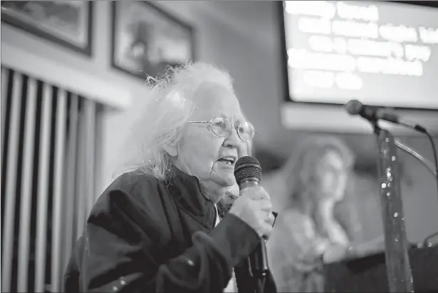  ?? Aaron Lavinsky/ Minneapoli­s Star Tribune/ TNS ?? Betty Dockham, 87, sings Loretta Lynn’s “Coal Miner’s Daughter” during a karaoke contest on May 9 in Lino Lakes, Minn.