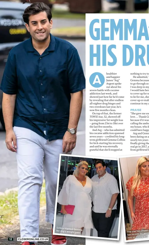  ??  ?? Critics blamed
Gemma for Arg’s weight
gain
shown off The star has
weight her recent 3st loss on Instagram