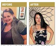  ?? PHOTOS CONTRIBUTE­D BY NICHOLLE LITTLE ?? In the photo on the left, taken in December 2011, Nicholle Little weighed 285 pounds. In the photo on the right, taken in July, she weighed 133 pounds.