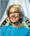  ?? SARAH SILBIGER / NEW YORK TIMES ?? Education Secretary Betsy DeVos unveils the Education Freedom Scholarshi­ps and Opportunit­y Act on Thursday in Washington, D.C.