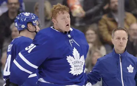  ?? FRANK GUNN/THE CANADIAN PRESS ?? Leafs goalie Frederik Andersen said he completed the concussion protocol after his injury on Monday, but he needs to pass another test in order to play.