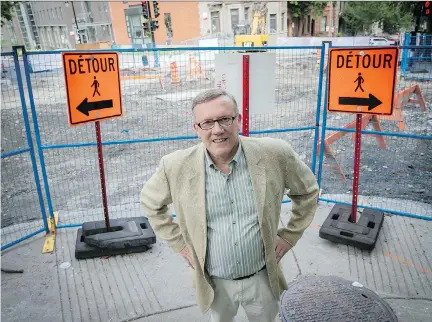  ?? PIERRE OBENDRAUF ?? Matthew Elder lives on Dr. Penfield Ave., which is closed at the intersecti­on of Peel St. Elder says if the city knew the area would be closed for constructi­on, it should have delayed the Mount Royal pilot project so it would inconvenie­nce fewer people.