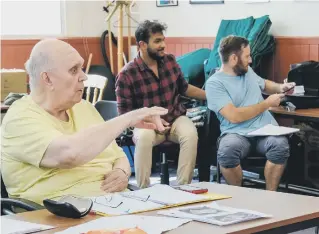  ?? ?? Alan Ayckbourn, Jude Deeno and David Lomond in rehearsal for Family Album