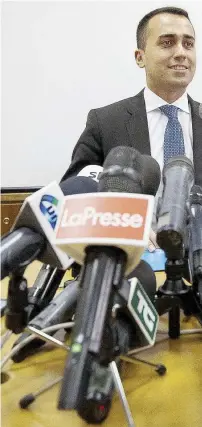  ?? Ansa ?? Il ministro Luigi Di Maio è vice premier e ministro del Lavoro