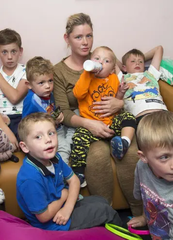  ??  ?? SOCIETY DEMONISES SINGLE MOTHERS: Margaret Cash and her children (from left) Johnny (11), Rocky (two), Jim (four) Andy (one) Tommy (10) and Miley (seven) pictured at The Inner City Helping Homeless Organisati­on, Amien Street, last week