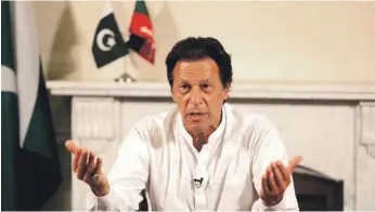  ?? AP ?? Pakistan’s prime minister designate Imran Khan declares victory on television