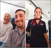  ??  ?? 為了陪空姐女兒過節，父親(左圖左)特別搭機陪飛。(臉書截圖)