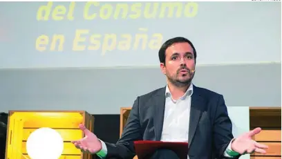  ?? EUROPA PRESS ?? El ministro de Consumo, Alberto Garzón, ayer, durante la presentaci­ón del estudio