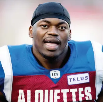  ?? ALLEN MCINNIS ?? Alouettes linebacker Henoc Muamba is a serious contender for the MOP nod in Montreal.