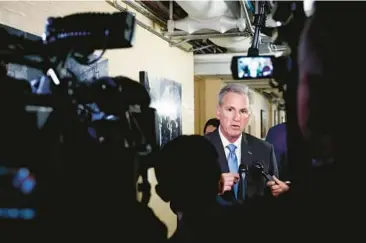  ?? ANNA MONEYMAKER/GETTY ?? House Speaker Kevin McCarthy said he has spoken with President Joe Biden about the debt ceiling.