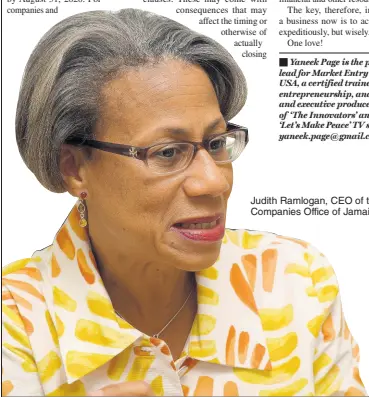  ?? FILE ?? Judith Ramlogan, CEO of the Companies Office of Jamaica.