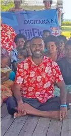  ?? ?? FijiFirst candidate Mosese Bulitavu, with supporters at Raviravi Village, in Macuata on November 17, 2022