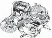  ??  ?? How the R100’s engine works: a sectional view and a neat line drawing