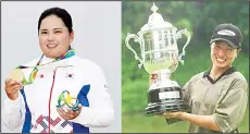  ??  ?? At left, in an Aug 20, 2016 file photo, Inbee Park, of South Korea, holds up her gold medal after the final round of the women’s golf event at the 2016 Summer Olympics in Rio de Janeiro, Brazil. At right, in a July 6, 1998 file photo, South Korea’s Se...