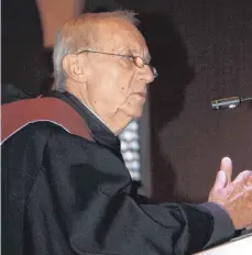  ?? FOTO: RAINER KÖSSL ?? Abt Notker Wolf hat in der Liebfrauen­kirche gesprochen.