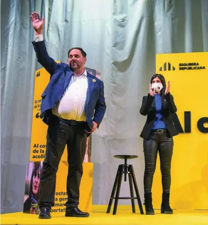  ?? EP ?? Oriol Junqueras y Marta Vilalta, ayer en un mitin de ERC en Lérida