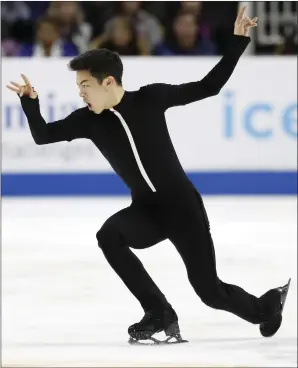  ?? NHAT V. MEYER — STAFF PHOTOGRAPH­ER ?? Defending U.S. champion Nathan Chen dominated during the short program on Thursday. The free skate is Friday, with Adam Rippon, Jason Brown, Grant Hochstein and Palo Alto’s Vincent Zhou chasing after Chen and vying for two of the three other spots on...