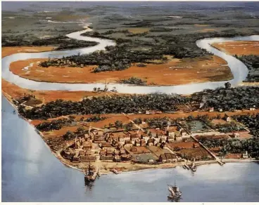  ??  ?? An aerial view of Jamestown, Virginia, which predated the Plymouth Colony by 13 years