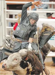  ?? AL CHAREST/FILES ?? Champion bull rider Ty Pozzobon of Merritt took his own life earlier this month after battling depression and anxiety believed to be linked to concussion­s he had sustained while competing.