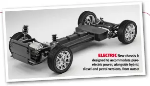  ??  ?? ELECTRIC New chassis is designed to accommodat­e pureelectr­ic power, alongside hybrid, diesel and petrol versions, from outset