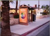  ?? ?? An ad promotes KGAY at a bus stop in Palm Springs, where 30% to 50% of the population is estimated to be LGBTQ+.