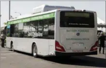  ?? AP PHOTO/REED SAXON, FILE ?? In this 2013 photo, an electric bus produced is parked in Lancaster, Calif. The CDTA is set to roll out new initiative­s, including electric busses.