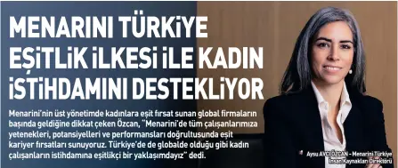  ?? Aysu ?? AVCI ÖZCAN - Menarini Türkiye
İnsan Kaynakları Direktörü