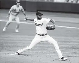  ?? DANIEL A. VARELA dvarela@miamiheral­d.com ?? Sandy Alcantara tied a career high with 10 strikeouts but gave up three runs in his final inning Tuesday.