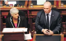  ?? CHAD HIPOLITO/THE CANADIAN PRESS ?? Finance Minister Carole James, alongside Premier John Horgan, is trying to ease B.C.’s housing crisis.