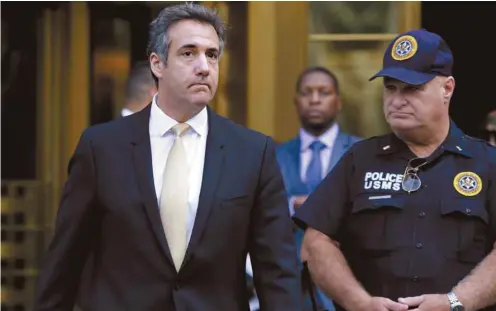  ?? YANA PASKOVA AGENCE FRANCE-PRESSE ?? L’ancien avocat de Donald Trump, Michael Cohen, a plaidé coupable pour fraude fiscale et bancaire concernant l’affaire Stormy Daniels.