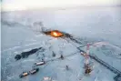  ?? Photograph: Justin Jin ?? Gas extractors burn off excess condensate in the Russian Arctic tundra. The practice, called ‘flaring’, is harmful to the environmen­t.