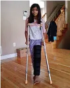  ?? ?? At age nine, Zahra was recovering from a knee dislocatio­n that would eventually prompt a search for a bigger diagnosis. She would go on to endure multiple knee surgeries before a team at SickKids diagnosed her with a rare condition.