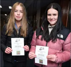  ?? ?? Margaux Gilbourne and Olivia Szafra at the Millstreet Community School Drama Production. Picture John Tarrant