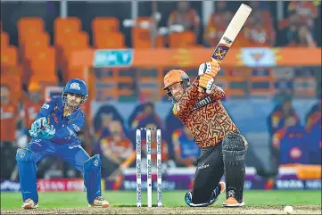  ?? BCCI ?? SRH’s Heinrich Klaasen in action during his unbeaten 80 off 34 balls against Mumbai Indians on Wednesday.