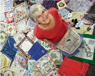  ??  ?? Brenda Mathews with her collection of hankies