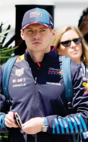  ?? Associated Press ?? Red Bull driver Max Verstappen arrives at the Shanghai Internatio­nal Circuit in Shanghai, China, on Thursday.