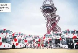  ??  ?? Trains and buses were also adorned with poppies