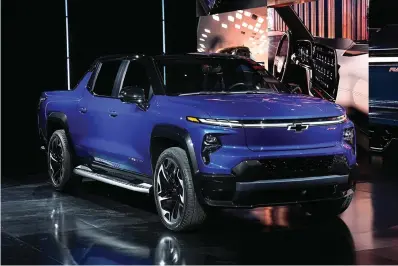  ?? The Associated Press ?? ■ The 2024 Chevrolet Silverado EV RST is shown Wednesday in Detroit.