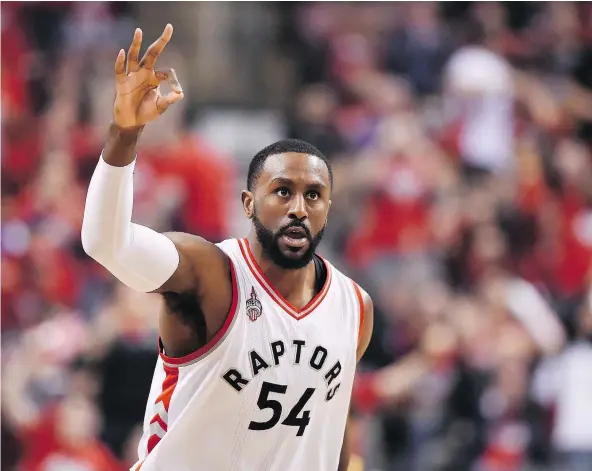  ?? — THE CANADIAN PRESS FILES ?? Forward Patrick Patterson trailed only Kyle Lowry in plus/minus in 2016-17 and led the Raptors the prior season.