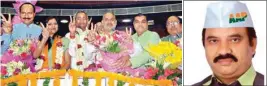  ?? PIC/NAVEEN SHARMA/MPOST ?? (Left to right) BJP councillor­s at the first session of the North Delhi Municipal Corporatio­n house on Thursday; leader of Opposition Rakesh Kumar of AAP