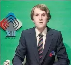  ??  ?? Peter Williams as he appeared on New Zealand TV screens presenting the Brisbane Commonweal­th Games in 1982.