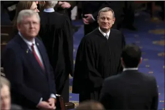  ?? AP FILE ?? LIGHTNING ROD: Chief Justice John Roberts arrives at the House of Representa­tives before the State of the Union address by President Biden on March 1.