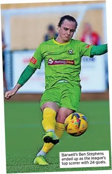  ?? ?? Barwell’s Ben Stephens ended up as the league’s top scorer with 24 goals.