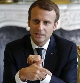  ?? Bild: PHILIPPE WOJAZER/TT ?? GAV FÖRSLAG. Frankrikes president Emmanuel Macron talade om EU:S framtid.