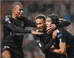  ??  ?? Kylian Mbappé, Neymar et Edinson Cavani ont chacun marqué, mardi.