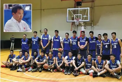  ?? CONTRIBUTE­D PHOTO ?? The two pools of the national basketball team during a "summit" at the Meralco Gym on Monday night. Inset: Longtime head coach Chot Reyes.