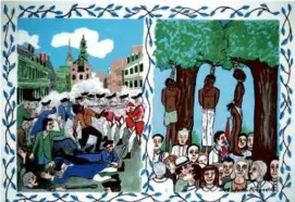  ?? COURTESY OF ACA GALLERIES, NEW YORK ?? Among Ms. Ringgold’s works are Absolute Tyranny, from Declaratio­n of Freedom and Independen­ce, 2007-08 (above) and As Free and Independen­t States, from Declaratio­n of Freedom and Independen­ce, 2007 (below).